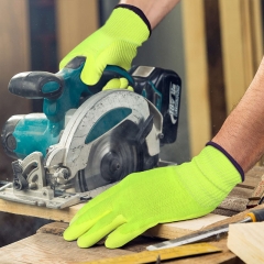 Guantes de PU resistentes a cortes 13G HPPE Nivel 5 Guantes de PU Guantes de trabajo de seguridad para el jardín