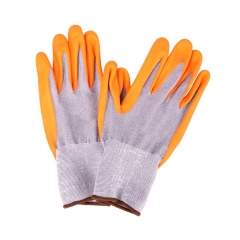 Guantes de mano recubiertos de espuma de nitrilo naranja resistentes a cortes de HPPE