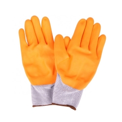 Guantes de mano recubiertos de espuma de nitrilo naranja resistentes a cortes de HPPE