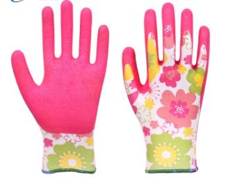 Guantes de jardín recubiertos de látex de poliéster 13G