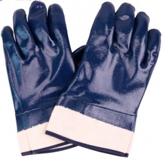 Guantes de mano resistentes al aceite de trabajo de nitrilo de algodón industrial